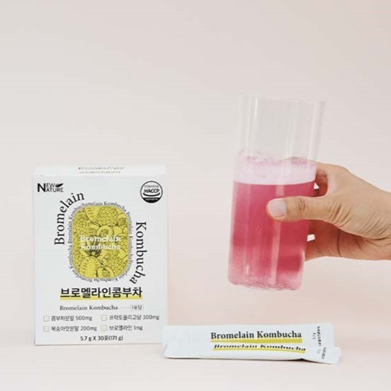 New Nature Bromelain Kombucha 5,7g x 30 Que / Kombucha đào Hàn Quốc với Enzyme Bromelain