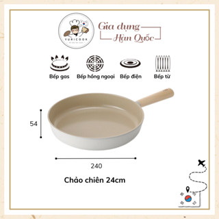 Chảo Chiên Chống Dính Đáy Từ 24cm FIKA NEOFLAM Hàn Quốc Nhôm Đúc Phủ Gốm (Màu Trắng Ngà)
