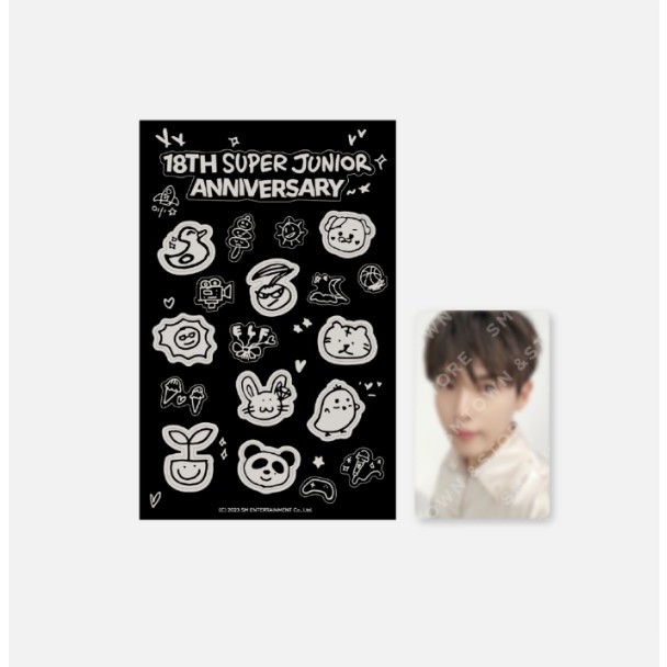 SUPER JUNIOR 18th Anniversary GLOW-IN-THE-DARK STICKER & Photo Card Setk