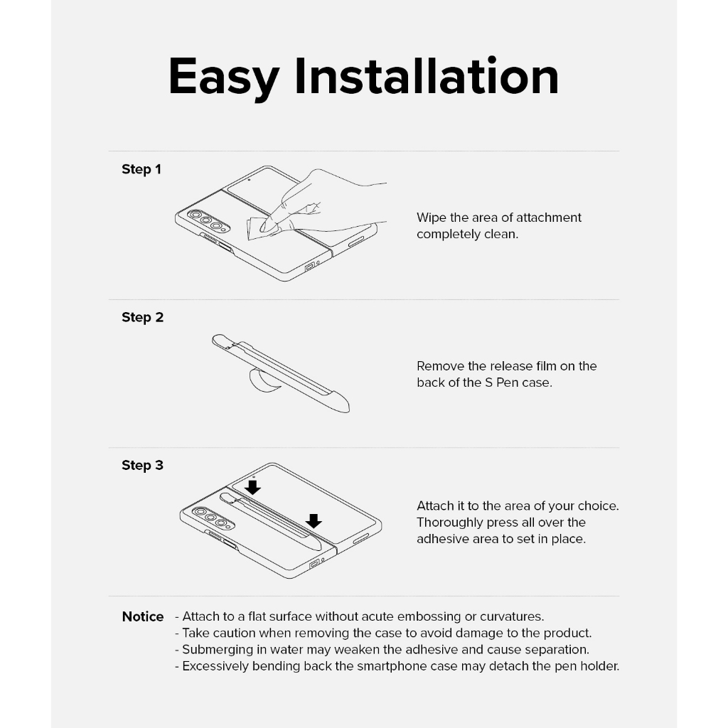 Ốp lưng Ringke Slim Hộp đựng bút S Pen dính cao cấp cho S Pen Fold Edition