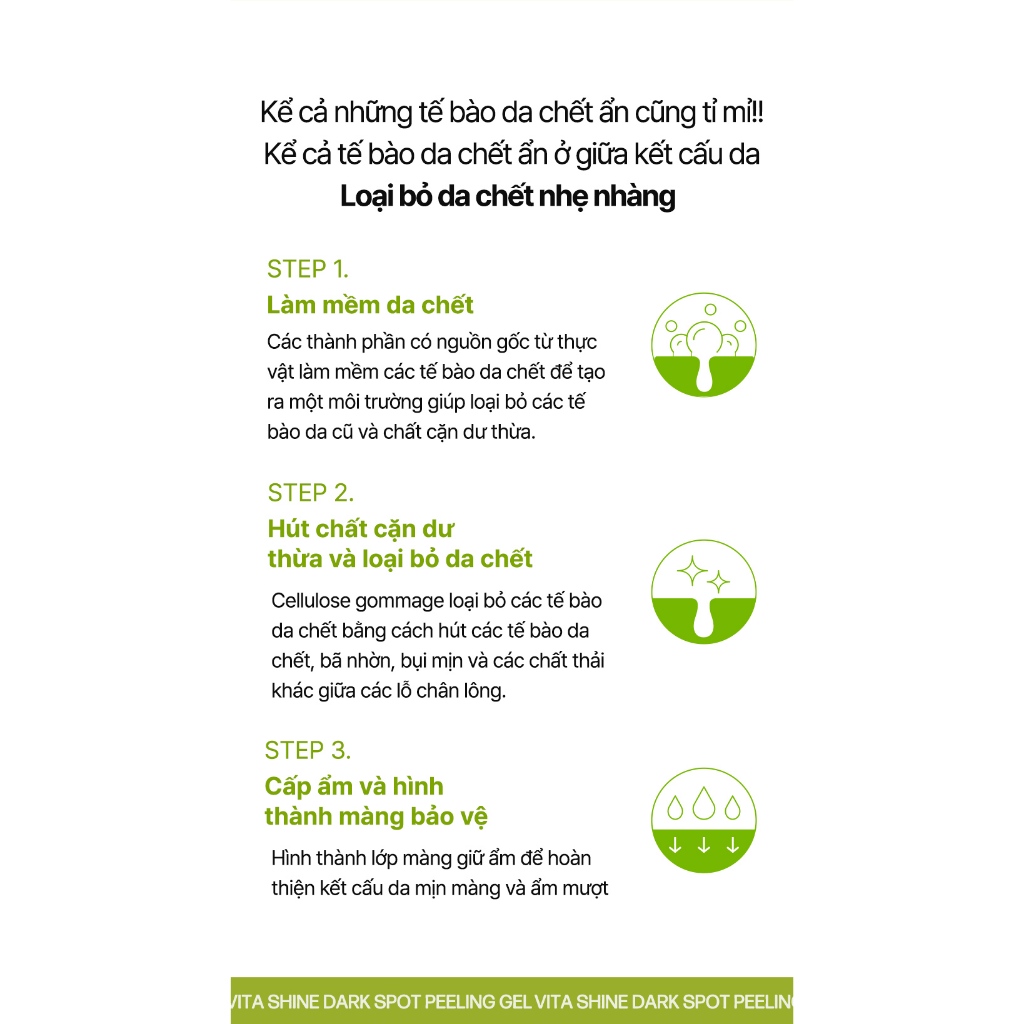 Peeling Gel cho da mặt tinh chất Quýt xanh Vita Shine trị nám se khít chân lông Bergamo 150ml