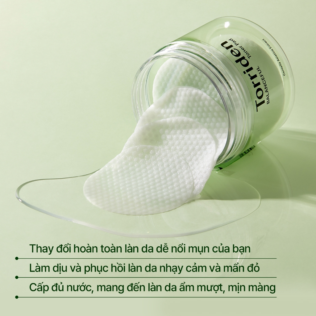 Toner Pad chăm sóc da hàng ngày rau má BALANCEFUL giúp làm mát, làm dịu và tẩy tế bào chết cho da, dành cho da mụn & da nhạy cảm, 60 miếng