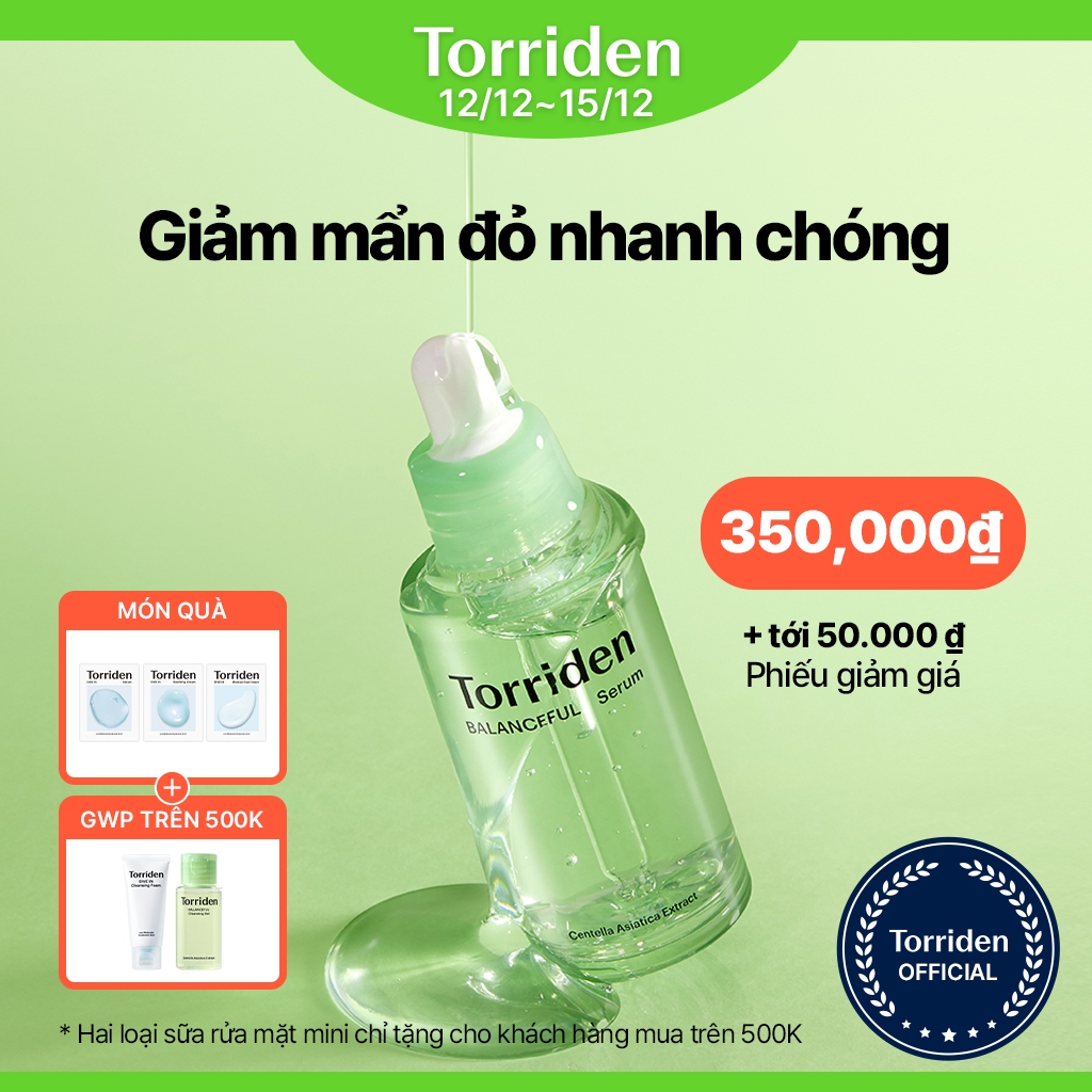 Serum TORRIDEN Balanceful chiết xuất rau má cải thiện tình trạng bã nhờn tẩy tế bào chết chăm sóc làn da 50ml