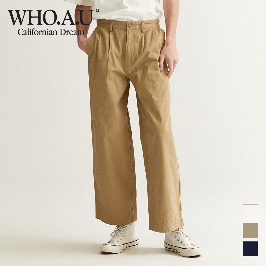 [WHO.A.U] Quần Pintuck Wide Chino Pants Men Style | WHTCD1212M