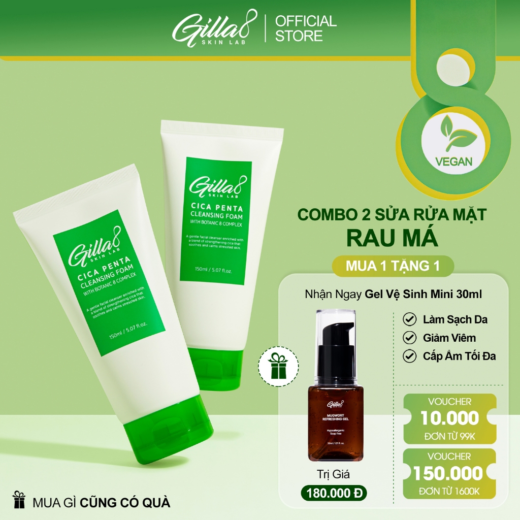 Combo 2 Sữa Rửa Mặt Gilla8 Cica Penta Cleansing Foam