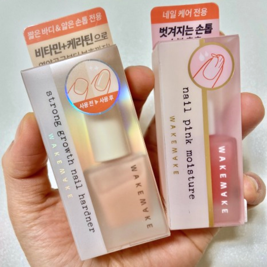 Bộ dưỡng, chắm sóc móng Wakemake Nail Care Pink Nutrient Line 8ml