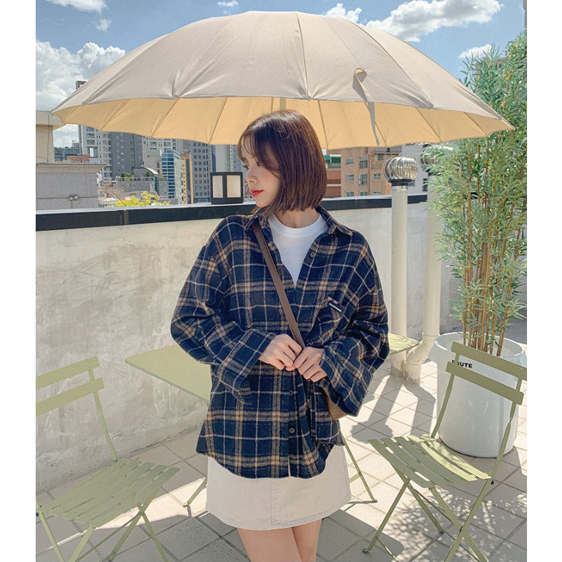 Áo Sơ Mi Caro overfit 2 Màu / Hàn Quốc Chính Hãng 100%