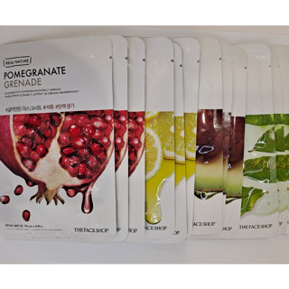   the Face shop  Tổng 12 Tấm Mặt Nạ Cát Chanh   Lựu   Bơ   Trà Xanh   Cửa Hàng Mặt   Toàn Bộ 12 Tấm Mặt nạ giấy The Face Shop dưỡng ẩm trắng da cấp ẩm tốt Hàn Quốc Real Nature Face Mask 20g 