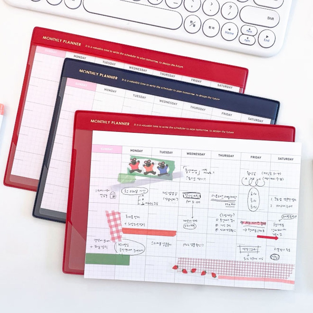 JAMS MONTHLY DESK PAD A5 - Undated 13 Month Desk Planner Scheduler Note Pad Diary Notebook Organizer