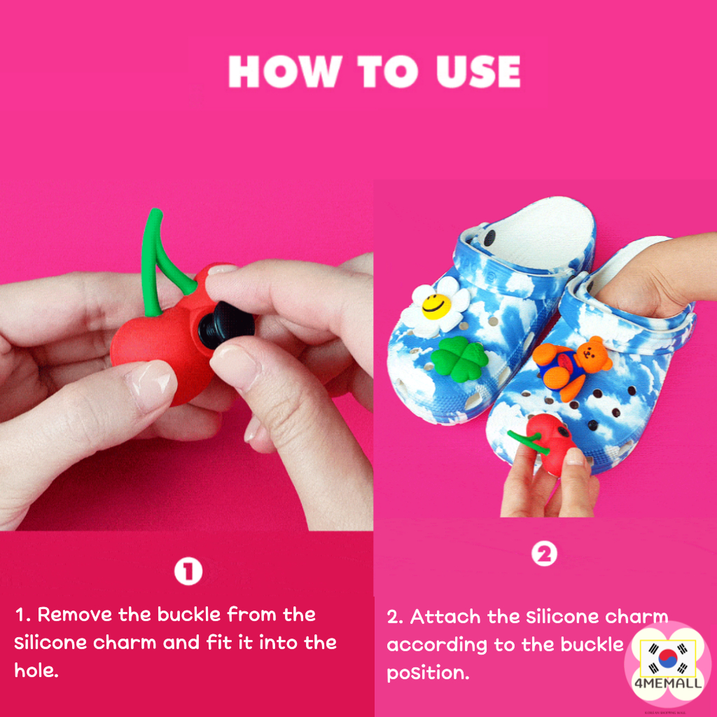 Wiggle Bộ 3 Miếng Chặn Bằng silicone Chống Chảy Xệ Hình Mặt Cười we love we love, cherry Trang Trí Giày jibbits
