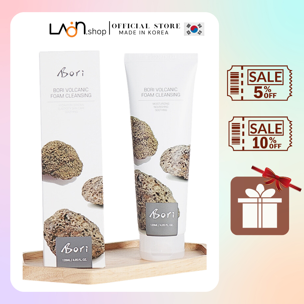 Sữa rửa mặt từ tro núi lửa thu nhỏ lỗ chân lông , làm sạch sâu , kiềm dầu - Bori Volcanic Foam Cleasing 120ml