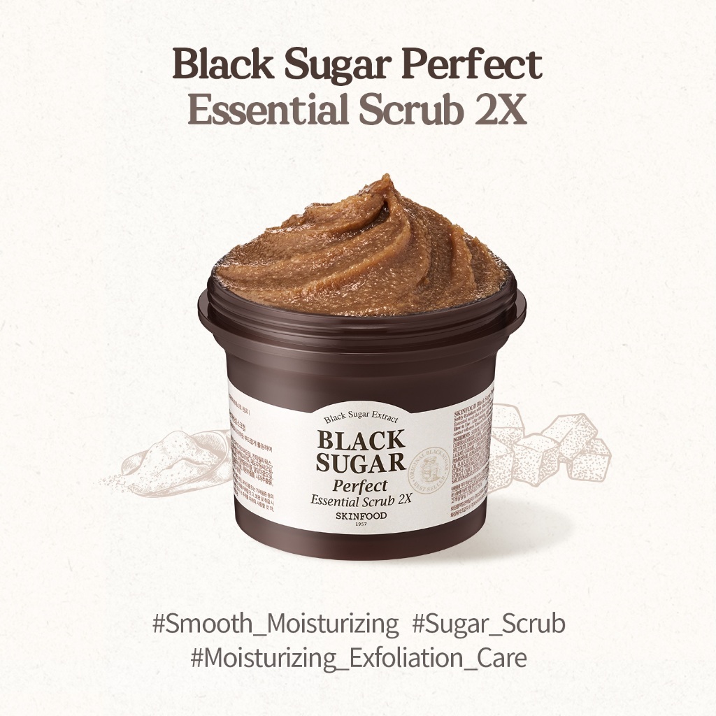 [SKINFOOD] Tẩy Tế Bào Chết Đường Đen 2X 100g & 210g / Hydrat Hóa Và Nuôi Dưỡng Da / Black Sugar Perfect Essential Scrub 2X