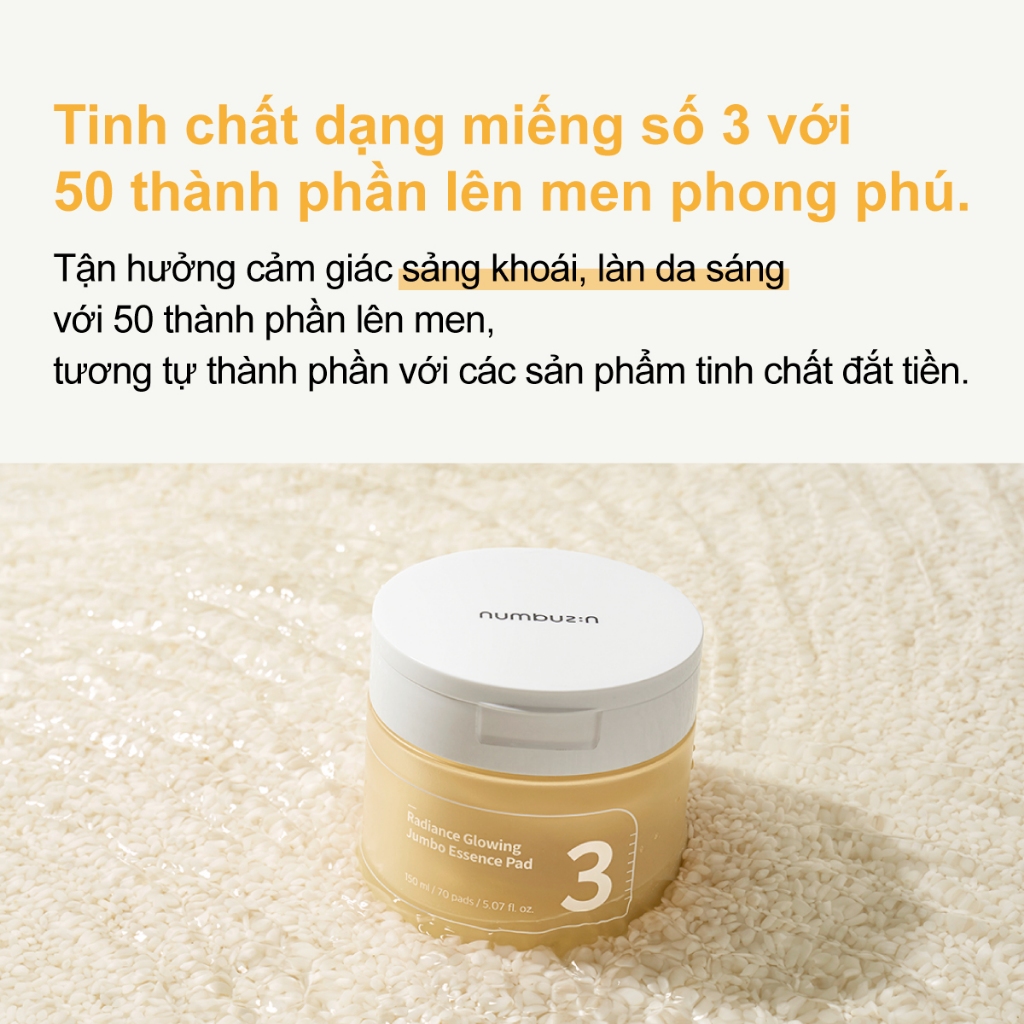 Tinh chất dạng miếng numbuzin No.3 Radiance Glowing Jumbo Essence Pad 150ml