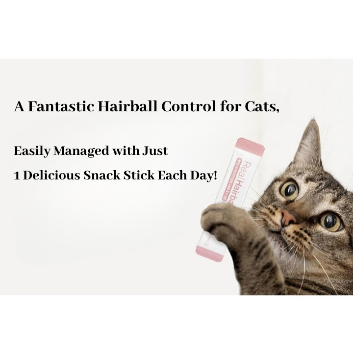 Real Hairball Control Tiêu hóa mèo & Chăm sóc bóng tóc cho mèo / 2g x 30 Powder Stick / Bổ sung chất xơ cho mèo