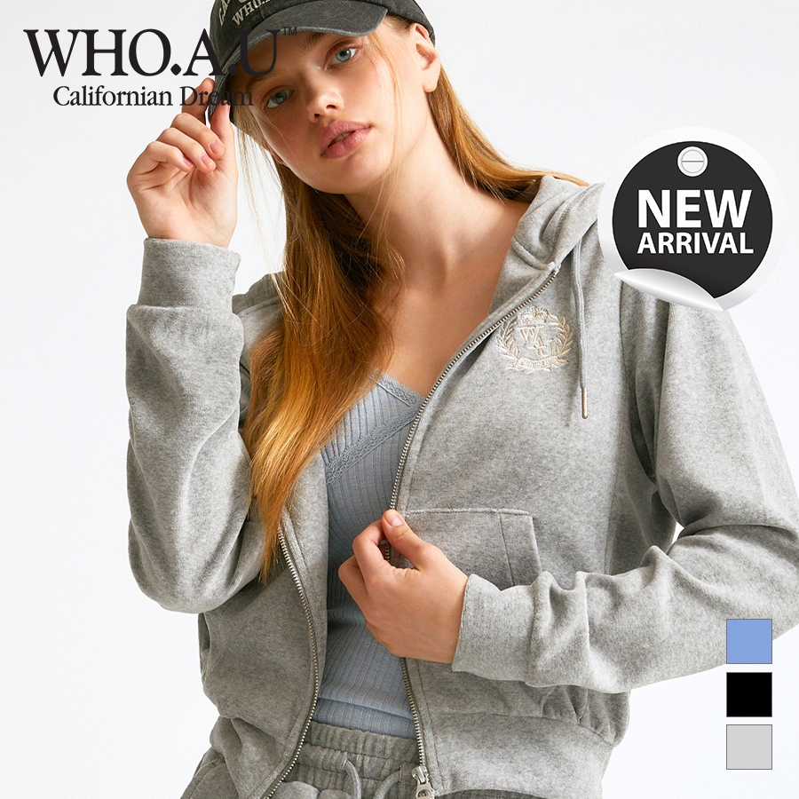 Áo Khoắc WHO.A.U WHMZD4V21F Women's velor embroidered Hood Zip-up form Women