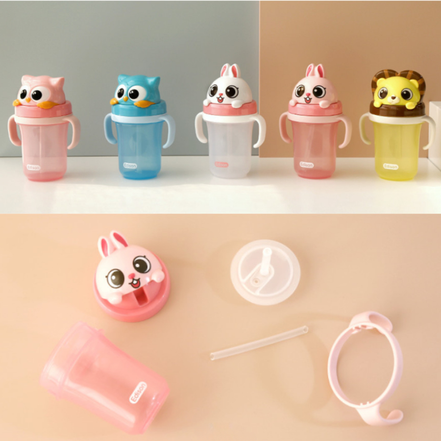 Bình tập uống chống tràn Edison 2 Friends 300ml