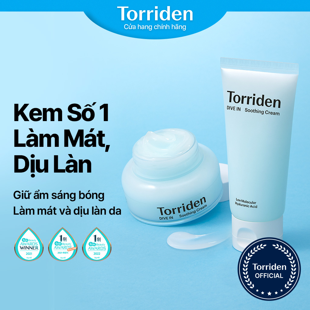 Kem làm dịu da TORRIDEN DIVE IN 100ml chứa axit hyaluronic phân tử thấp làm mát dưỡng ẩm sảng khoái