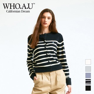 Áo cardigan nữ WHOAU WHCKD4901F Steve cổ tròn họa tiết gấu thời trang