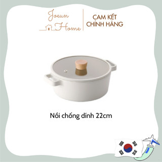 [Hàng chính hãng] Nồi chống dính đáy từ FIKA NEOFLAM làm từ nhôm đúc phủ gốm nồi nông 22 cm Hàn Quốc (màu trắng ngà)