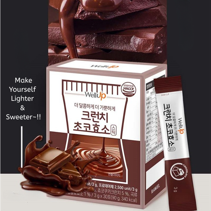 RAWEL Crunch Choco Enzyme 3g x 30 Que / Enzyme tiêu hóa có hương vị sô cô la Hàn Quốc để giảm béo & tăng cường năng lượng