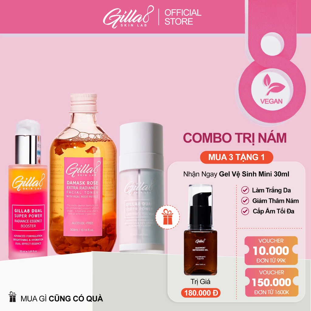 Combo Gilla8 Hoa Hồng Sáng Da Trị Nám