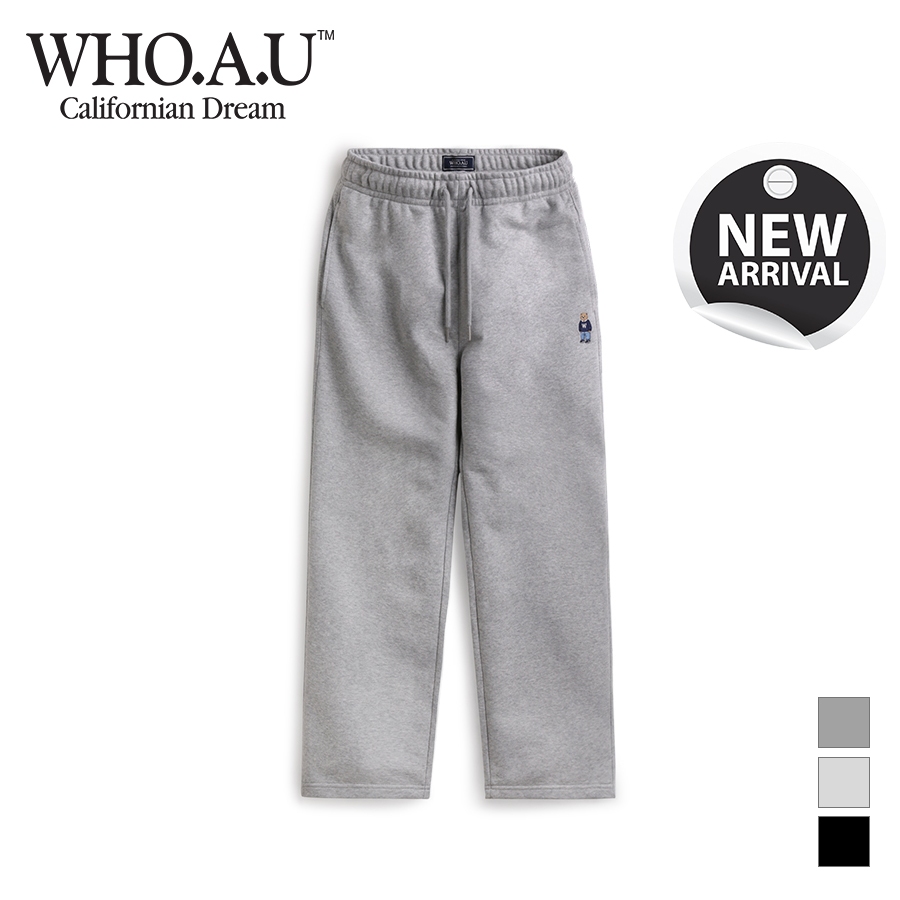 Quần ống rộng WHO.A.U WHTMD4991U lưng thun dây rút Steve Embroidered Wide Pants (Non Fleece-lined)