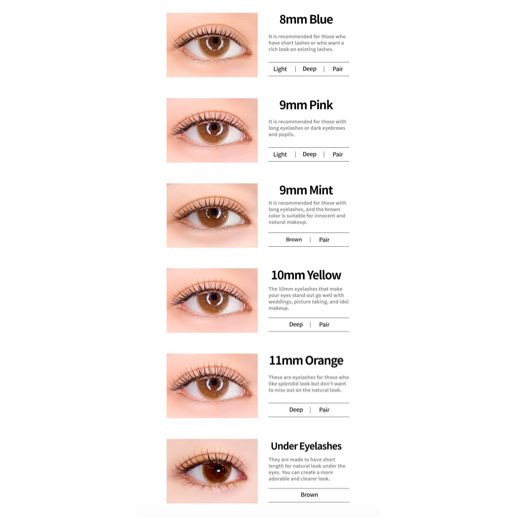 False Eyelashes Hộp Mi Giả 8,9,10,11,12mm  Keo Dán Lông Mi / Lông Mi Giả