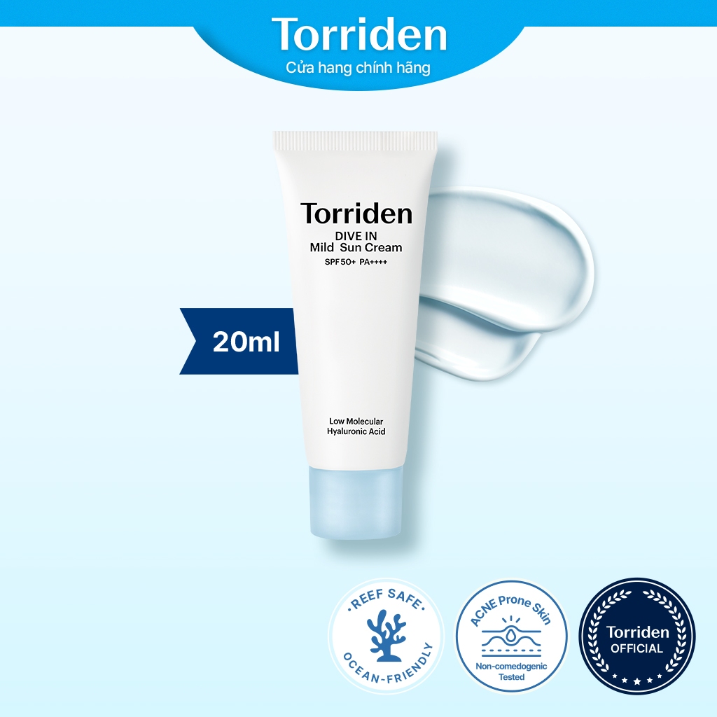 Kem chống nắng TORRIDEN SPF 50+ PA++++ khoáng chất dịu nhẹ giúp nâng tông da tự nhiên 20ml