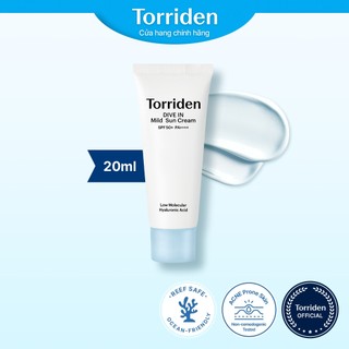  Kem chống nắng dịu nhẹ không nano DIVE IN Hyaluronic Acid Mini, nâng tông da tự nhiên, chống tia UV, SPF 50+ PA++++, 20ml