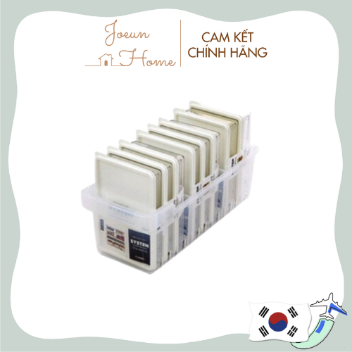 Bộ 8 khay bảo quản thực phẩm trong suốt 3 kích thước có ngăn tủ lạnh Hàn Quốc nội địa
