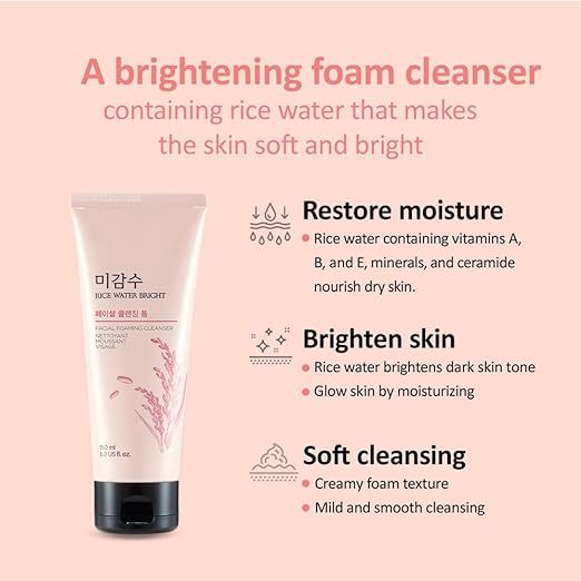 Sữa Rửa Mặt Làm Sáng Da THE FACE SHOP Rice Water Bright Facial Foaming Cleanser 150ml