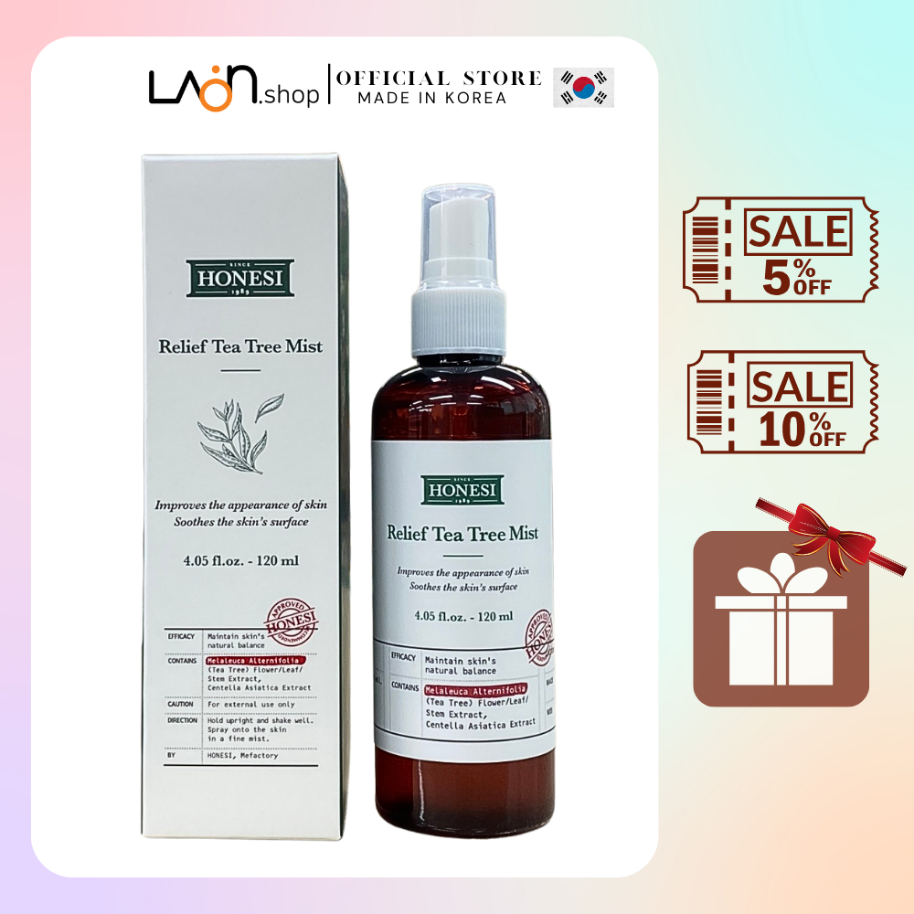 Xịt Khoáng Dưỡng Ẩm, Giảm Mụn Honesi Relief Tea Tree Mist 120ml