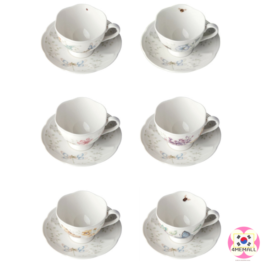 Lenox Bộ Cốc Và Đĩa Đựng Cà Phê 6 Kiểu Hình Bướm