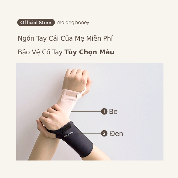 [Malang Honey] Đai bảo vệ cổ tay miễn phí ngón cái cao cấp Hàn Quốc dành cho mẹ (Chăm sóc bà bầu/Đai bảo vệ cổ tay) - Đen/Be