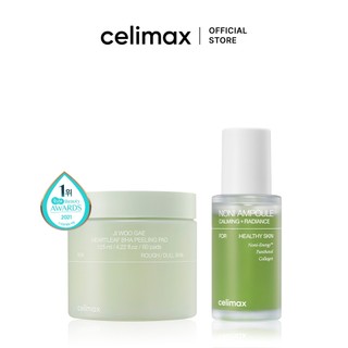   Set  celimax Ji Woo Gae Heartleaf BHA Peeling Pad  125mL   60 chiếc  + The Real Noni Energy Ampoule  30ml  