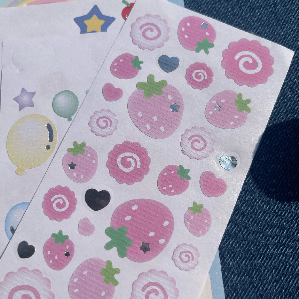 Hình Dán Dâu Tây Bằng Giấy / Miếng Dán Ba Chiều Hàn Quốc Dễ Thương Trang Trí / Tay Áo Tải Tạp Chí Bolco diy