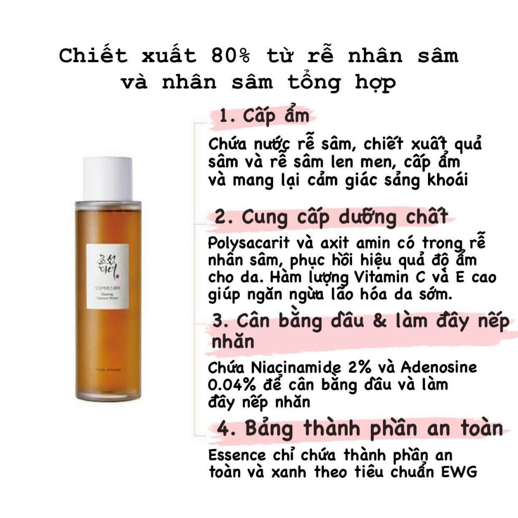 Nước dưỡng da nhân sâm Beauty of Joseon Ginseng Essence Water 40ml/150ml
