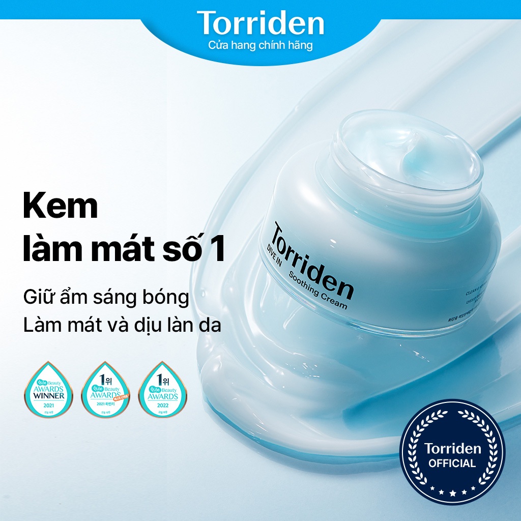 [Chỉ còn 238K sau khi áp voucher] Kem Dưỡng Làm Dịu Da Mặt Phân Tử Thấp 100ml Torriden chính hãng