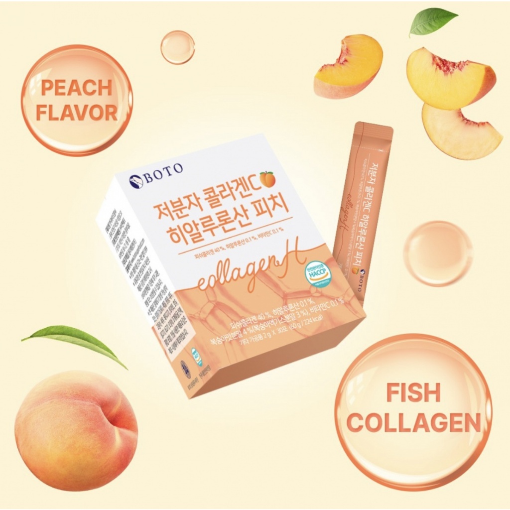 Boto Quả Đào Collagen Phân Tử Thấp (2g x 30 Chiếc) / Chăm Sóc Da Làm Đẹp Phong Cách Hàn Quốc BOTO / Date T6-2024