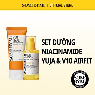 Bộ đôi dưỡng trắng và chống nắng vitamin với Tinh chất Niacinamide 10% Yuja Niacin và V10 Hyal Airfit Sunscreen