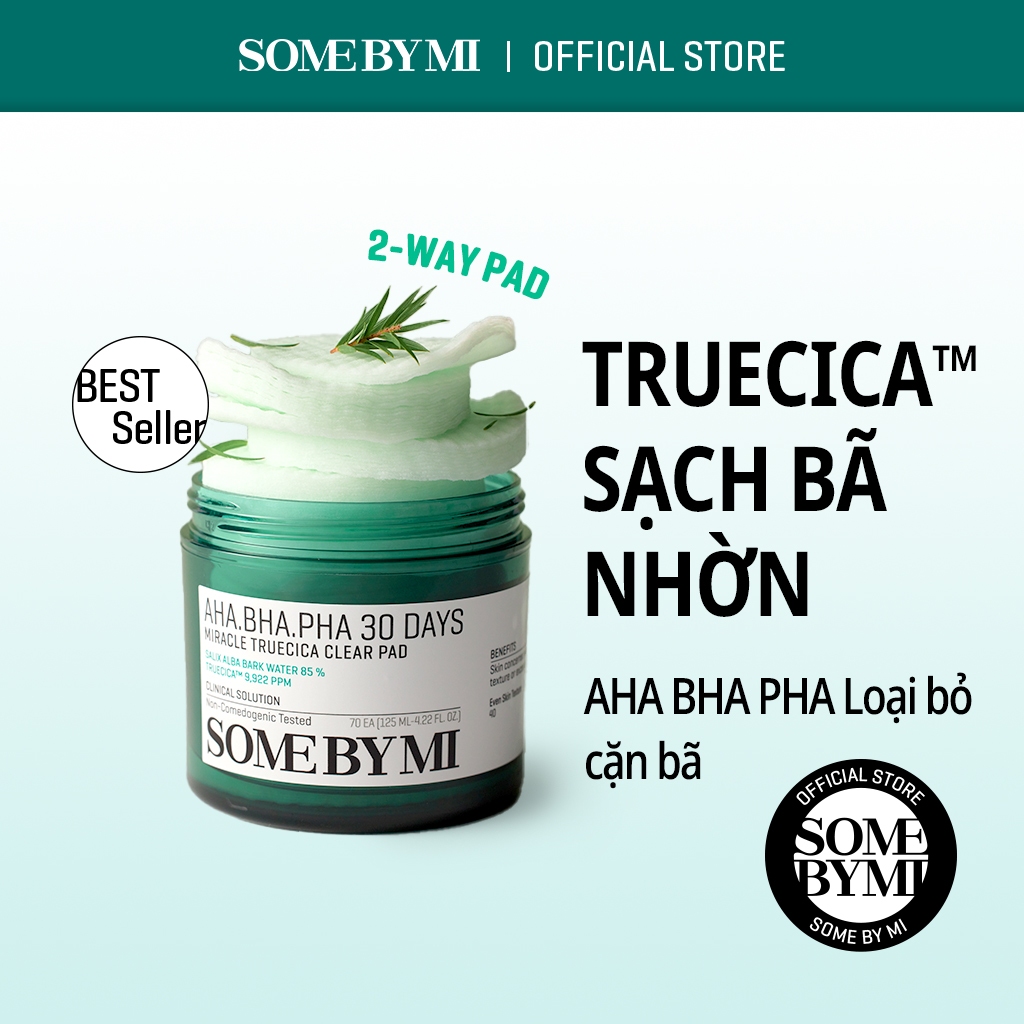 Hộp 70 miếng bông tẩy tế bào chết SOME BY MI AHA-BHA-PHA 30 Days Miracle Truecica loại bỏ bụi bẩn hiệu quả