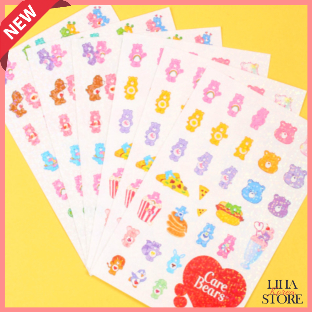 Nhãn dán hình ba chiều Daiso Care Bears Hàn Quốc 3 miếng