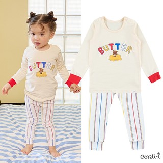 Cordi-i Bộ thun cotton dài tay cao cấp cho bé Butter Bear Single Spandex Baby Homewear (24SS)-AB278 Bộ quần áo thời trang bé trai bé gái chính hãng Cordi Hàn Quốc