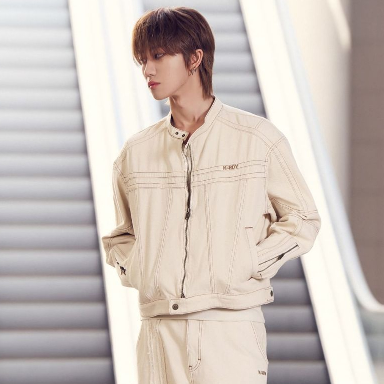 [NERDY X Seventeen The 8] Korea 24SS NY Denim Biker Jacket / Pants / Set _ 3 Colors; Áo khoác / quần