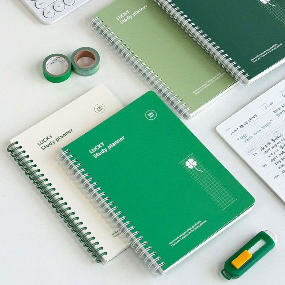 KOREA 7321 Lucky Study Planner - Undated 100days Diary Study Scheduler Work Time Check To Do List No
