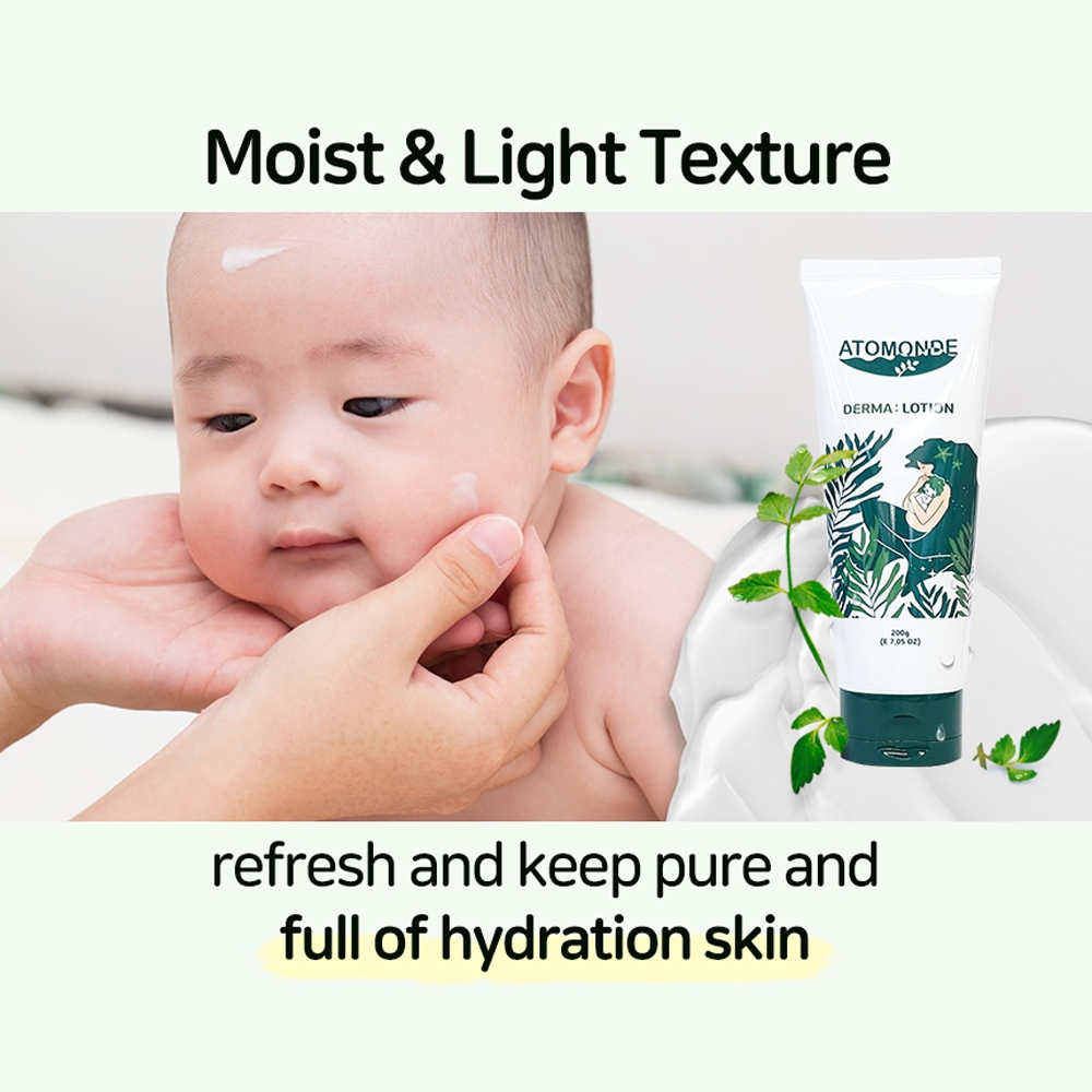 Atomonde derma lotion 200g baby children emulsion làm dịu da mặt dưỡng ẩm hàng ngày chăm sóc da toàn
