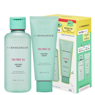 BRING GREEN Tea Tree Cica Soothing Toner 250ml + Cream 100ml Set (Hạn sử dụng: 2028.02)