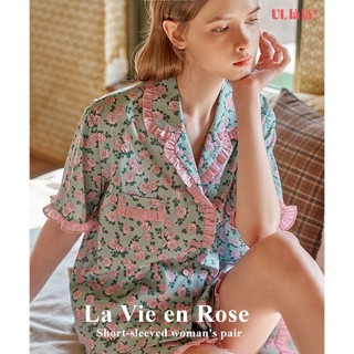  (24153WPSSN) ULLALA PAJAMAS La Vie En Rose Nữ Tay Ngắn Cặp Bầu Trời (40'S) Free Size