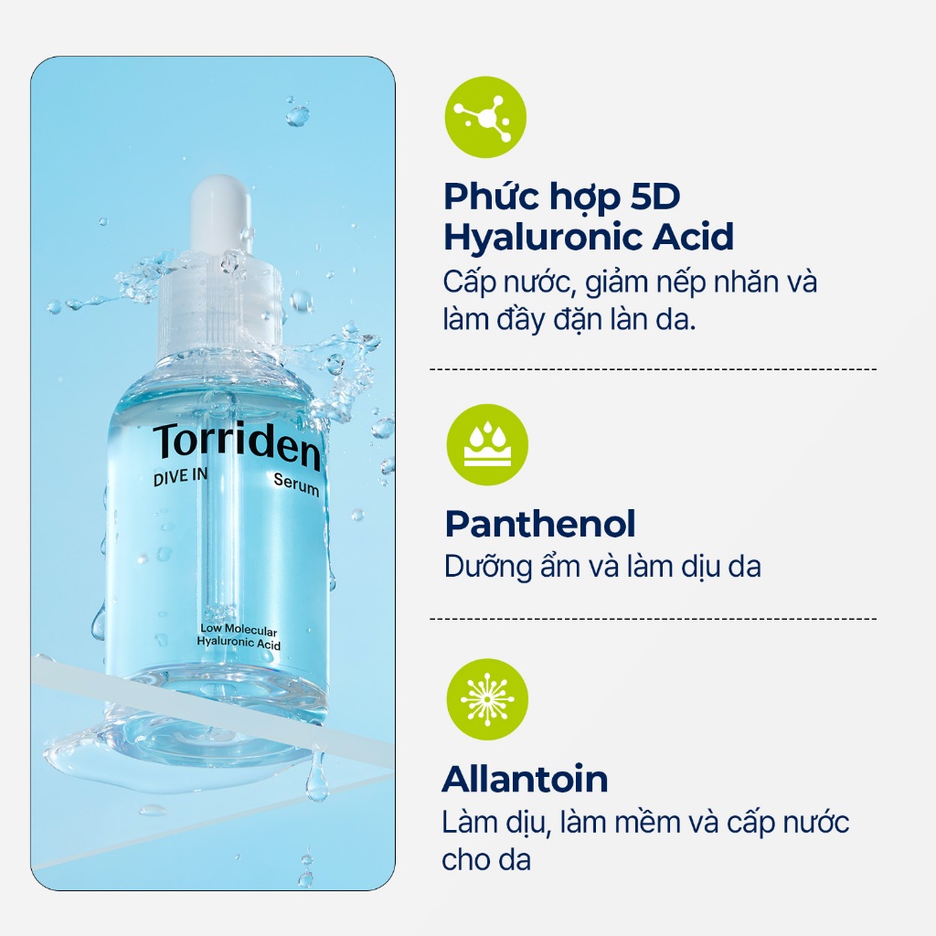 [Torriden Chính hãng] Set serum chăm sóc da căng bóng mịn số 1 DIVE IN Hyaluronic Acid, dưỡng ẩm sâu bên trong da, không bết dính, 50ml+50ml, 1 set