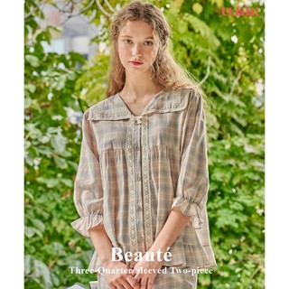   (24128WTFLN) Beauté Bộ Ngủ Tay Lửng Màu Kem (40'S) Free Size
